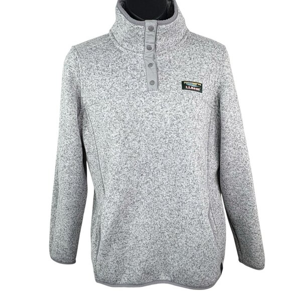 L.L. Bean Sweater Fleece Pullover Pewter Gray 1/4 Snap Up Women’s M GORP CORE - Picture 1 of 8